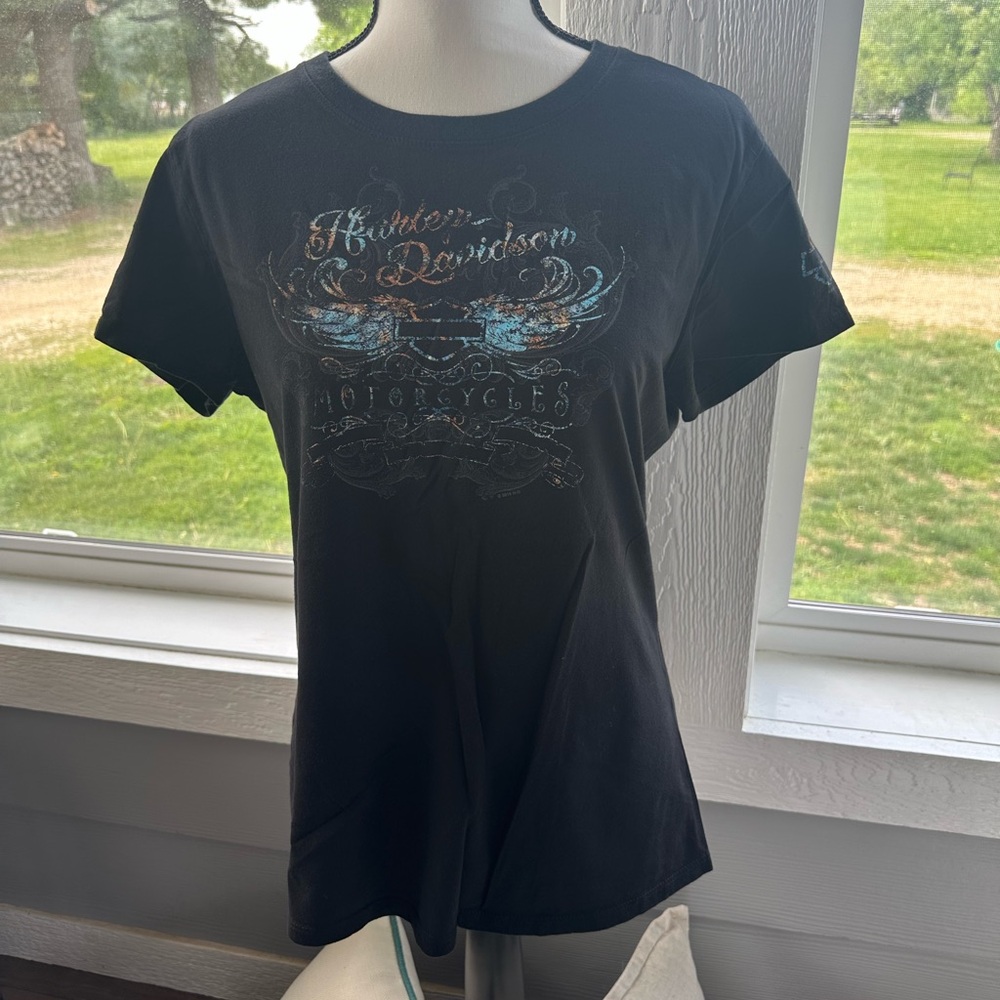 Harley-Davidson Black Tee with Blue Accents
